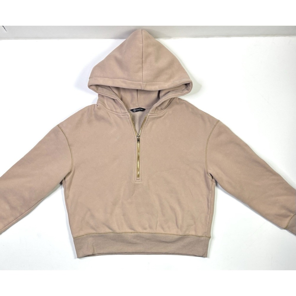 Pretty Garden Hoodie Women's Large Taupe Half Zip Fleece Sweatshirt Outdoor - Picture 9 of 10